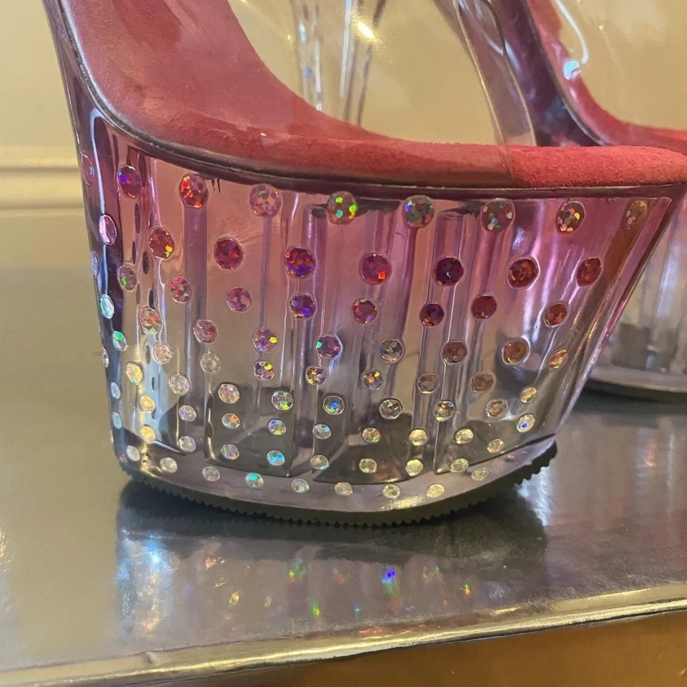 Ellie Clear Pink Platform Stiletto Heels Size 7 New - Picture 3 of 6